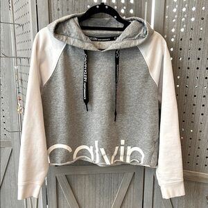 Calvin Klein Gray and White Women's Hoodie